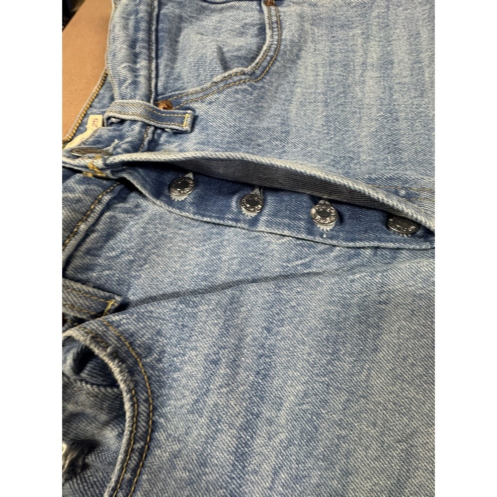 Levis Jeans Womens 25 Blue Ribcage Straight Ankle Button Fly Casual Distressed - Picture 3 of 10